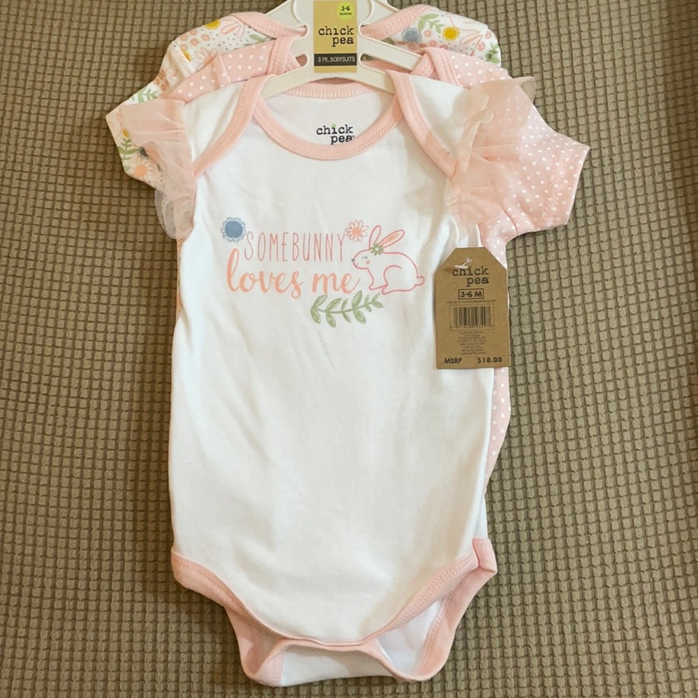 👼3 for $10👼 Chick Pea 3 Pack Set of Baby Girl Onesies. NWT. 3-6M.